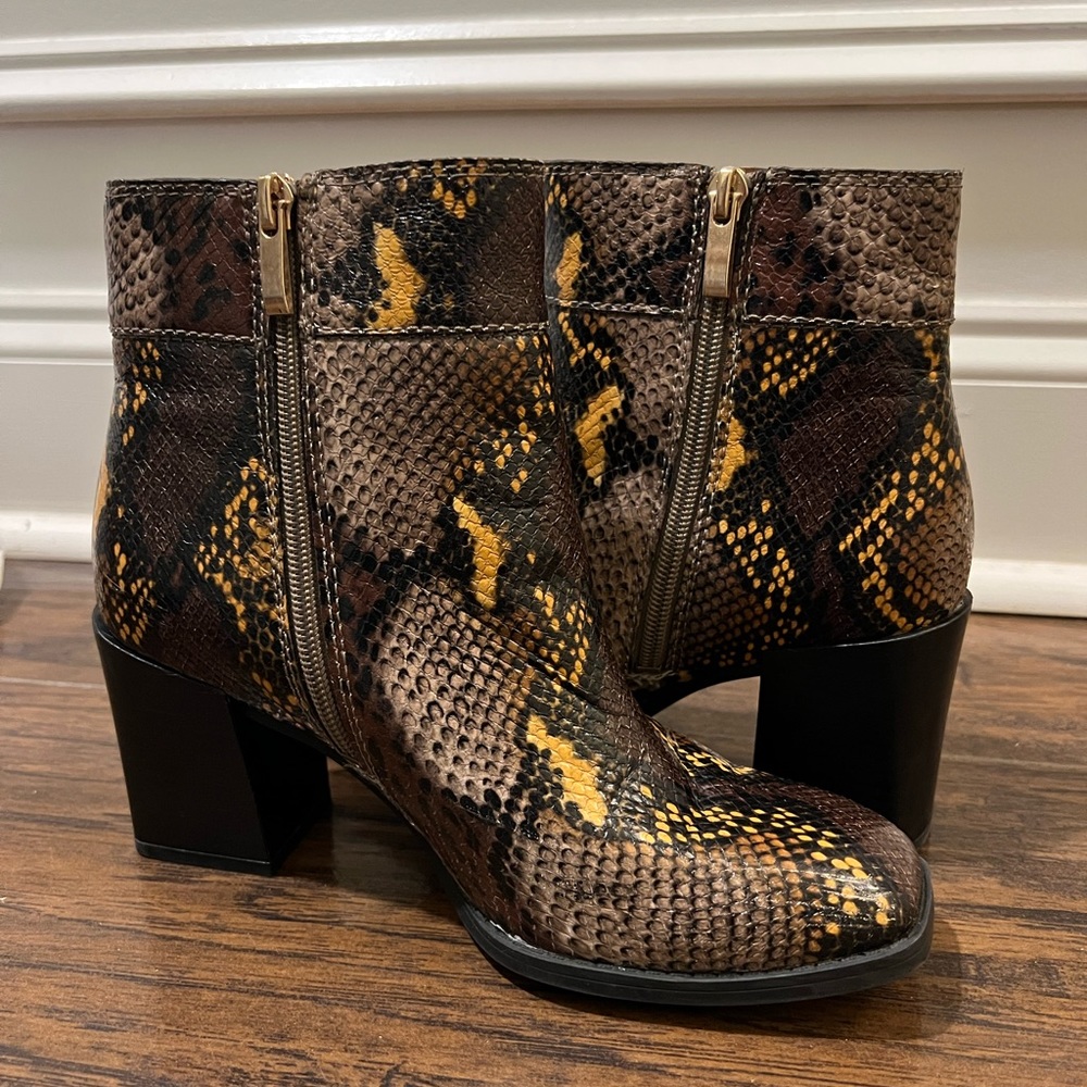 Franco Sarto Generous Snake Print Block Heel Ankl… - image 5